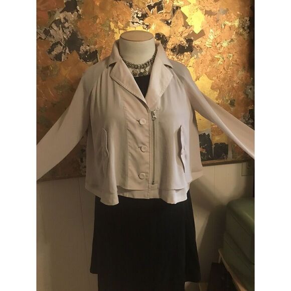 Anthropologie Daughters of the Revolution Button Front & Zip Jacket Taupe Swing - Picture 1 of 9